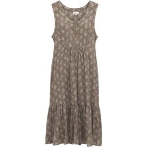 VTG Poetry‎ Dress Women 10 Brown Floral Cotton Sleeveless Tiered Boho Midi